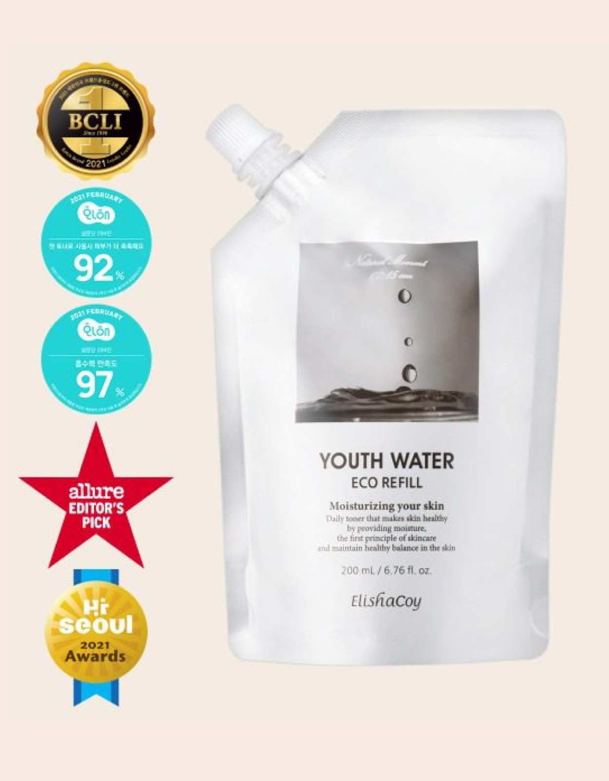 ElishaCoy Youth Water Toner Refill 200 ml